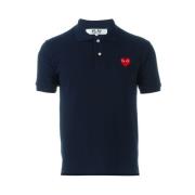Comme des Garçons Play Navy Blue Heart Embroidered Polo Sweater Blue, ...