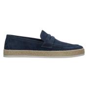 Estro Herr Navy Blue Moccasins tillverkade av Äkta Italienskt Velour E...