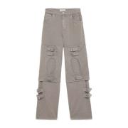 Blumarine Cargo Design Boyfriend Jeans med Bältdetalj Beige, Dam
