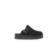 Clarks Svarta Mocka Kilklack Mules Black, Dam