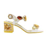Dolce & Gabbana Gula Sandaler med Majolica Detalj Multicolor, Dam