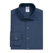 Brooks Brothers Blå Slim Fit Chambray Bomullsskjorta med engelsk sprid...