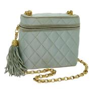 Chanel Vintage Pre-owned Satin axelremsvskor Blue, Dam