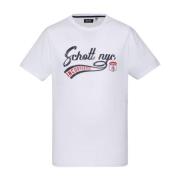 Schott NYC Bomullssignatur T-shirt - Vit White, Herr