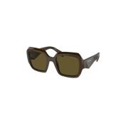 Prada Grön Ram Brun Mörka Linser Solglasögon Brown, Unisex