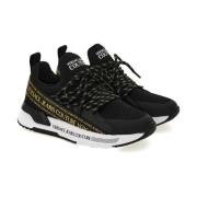 Versace Svarta Sneakers med Guldlogga Black, Dam