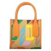 Dsquared2 Canvas Tote Bag med Lärdetaljer Multicolor, Dam