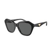 Emporio Armani Svart Ram, Mörkgrå Linser Solglasögon Black, Dam