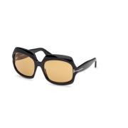 Tom Ford Shiny Black Brown Solglasögon Modell Ft1155 Black, Dam