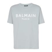 Balmain Tryckt kortärmad T-shirt från Paris Gray, Herr