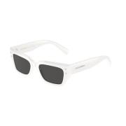 Dolce & Gabbana Vit Ram Mörkgrå Linser Solglasögon White, Unisex