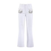 Nenette Studded Flare Byxor White, Dam