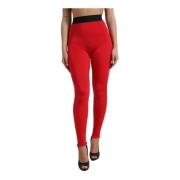 Dolce & Gabbana Röd Logo Slim Leggings Byxor Red, Dam