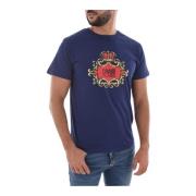 Cavalli Class Stor Logga Bomull T-shirt - Blå Blue, Herr