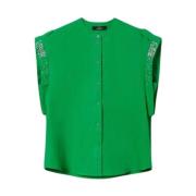 Twinset Grön broderad skjorta Actitude kollektion Green, Dam