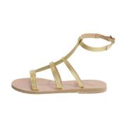 Ancient Greek Sandals Gyllene Läder Ankelbunden Sandal Yellow, Dam