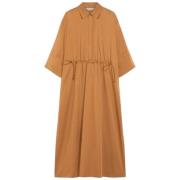 Max Mara Brun Läder Midi Skjortklänning Brown, Dam