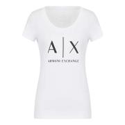 Armani Exchange Vit Logo T-shirt Långärmad Rund Hals White, Dam