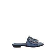 Noa Harmon Platt sandal med nitar och spänne Blue, Dam