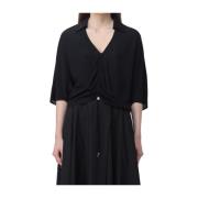 Patrizia Pepe Svart V-ringad Blus Black, Dam