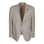 Lardini Grön Linne Ull Blazer Green, Herr