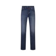 Kiton Blå Tapered Denim Jeans Blue, Herr