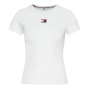 Tommy Jeans Badge Rib T-shirt Höst/Vinter Kollektion White, Dam