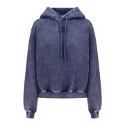 Alexander Wang Blå Denim Effekt Huvtröja Blue, Dam