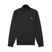 Fred Perry Svart Rullkragestickad Tröja Black, Herr