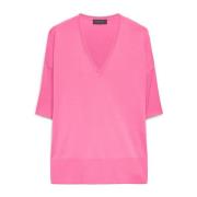 Elena Mirò V-ringad tröja med avslappnad passform Pink, Dam