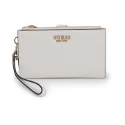 Guess Dubbel Dragkedja Organizer Plånbok White, Dam