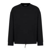 Emporio Armani Svart Sweatshirt med Örnlogo och Bokstäver Black, Herr