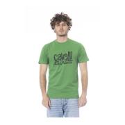 Cavalli Class Grön Logo Print Bomull T-shirt Green, Herr