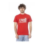 Cavalli Class Röd Logo T-shirt Crew Neck Bomull Red, Herr
