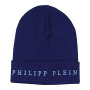 Philipp Plein Blå Ull Logo Mössa Blue, Herr