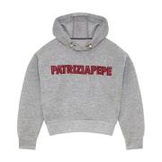 Patrizia Pepe Sweatshirt Oversized Hoodie Gray, Dam