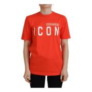 Dsquared2 Orange Logo Print Crewneck T-shirt Orange, Dam