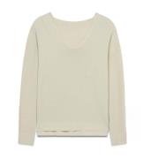 Oltre V-ringad Ottoman Pullover Made in Italy Beige, Dam