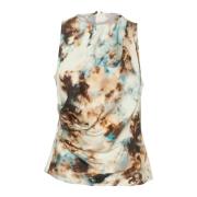 Gestuz Draped Print Blus Blå Brun Rost Multicolor, Dam