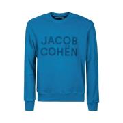 Jacob Cohën Herr Casual Sportig Velvet Sweatshirt Blue, Herr