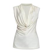 Helmut Lang Topp med draperad halsringning White, Dam