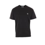 Stone Island Svart Bomull Jersey Logo T-shirt Black, Herr