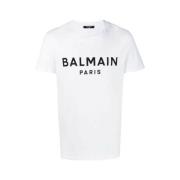 Balmain Eko-designad T-shirt med logotyptryck White, Herr