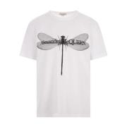 Alexander McQueen Dragonfly Print Crew-neck T-shirt Vit White, Herr
