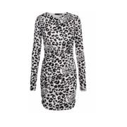 Love Moschino Röd Leopardmönstrad Viskosklänning Multicolor, Dam