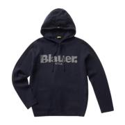 Blauer Herr Hoodie med logotyp Blue, Herr