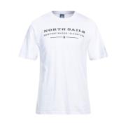 North Sails Vit Bomullst-shirt med Brösttryck White, Herr