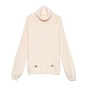 Gaëlle Paris Chenille Dolcevita Sweater med Fickor Beige, Dam