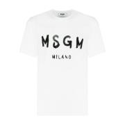 Msgm Svart och vit logotryck T-shirt White, Herr