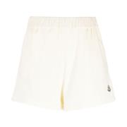 Moncler Vit Velour Logo Patch Shorts White, Dam